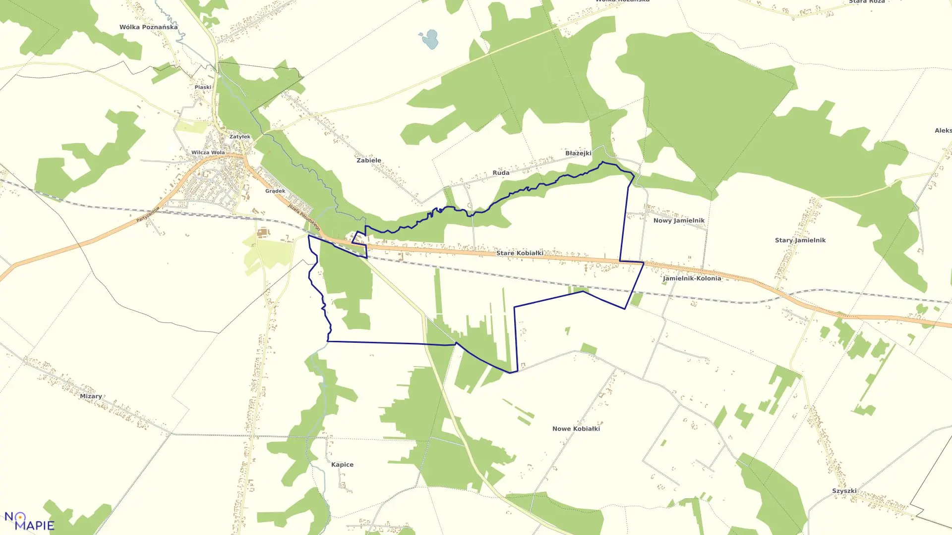 Mapa obrębu STARE KOBIAŁKI w gminie Stoczek Łukowski