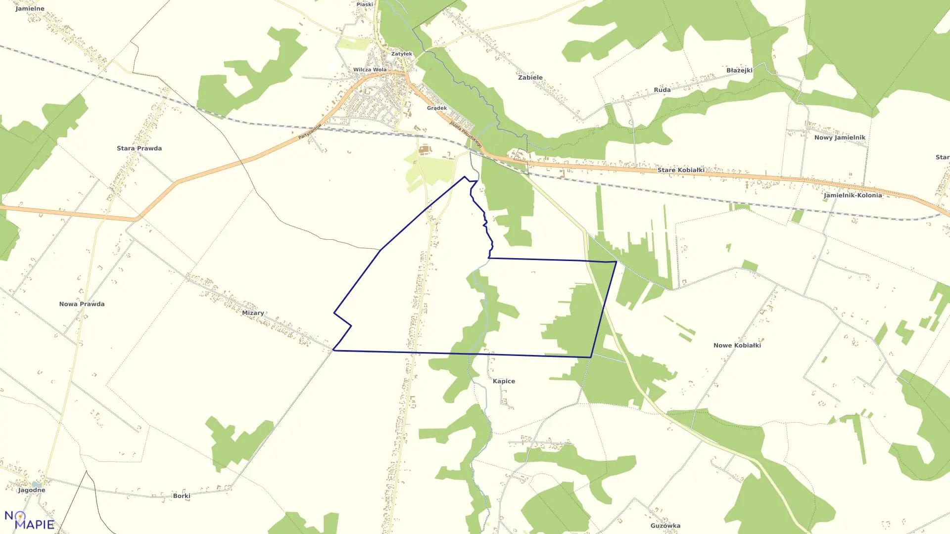 Mapa obrębu WOLA KISIELSKA w gminie Stoczek Łukowski